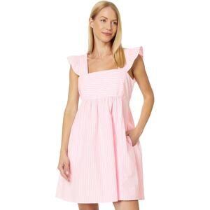 Draper James Maddie Light Pink Striped Babydoll Linen Mini Dress Size L